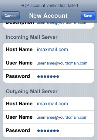 incoming mail server iphone